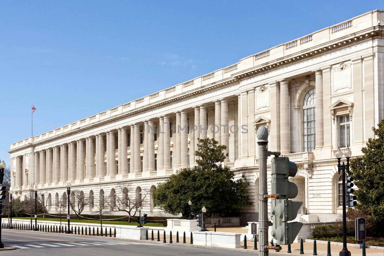 Columns in front of Russell Senate office building Washington DC