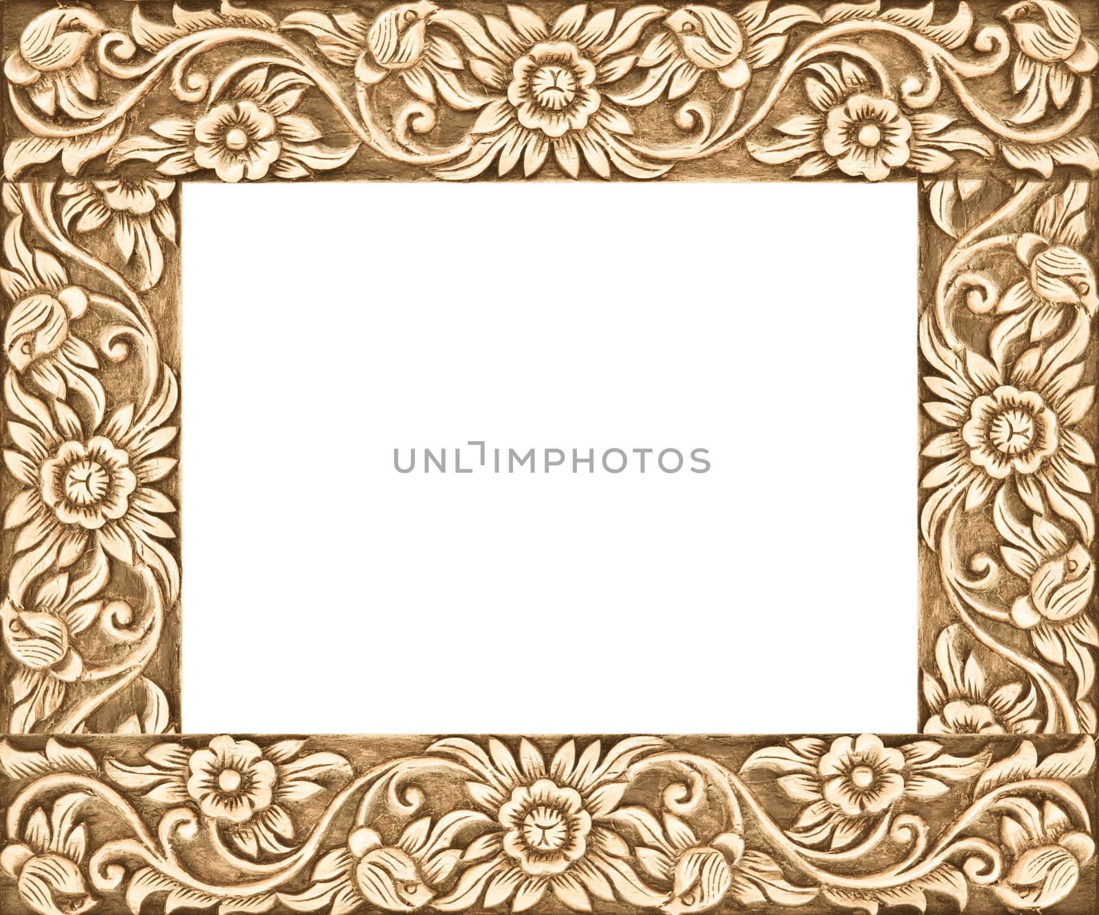 Pattern of flower carved frame on white background