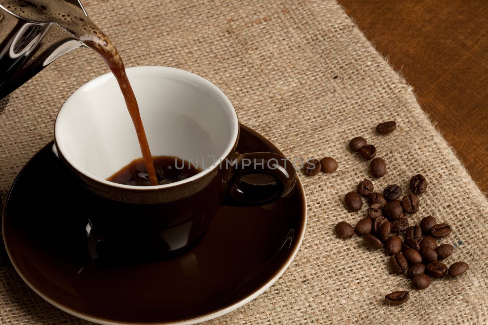 picture of cup of coffee and beans