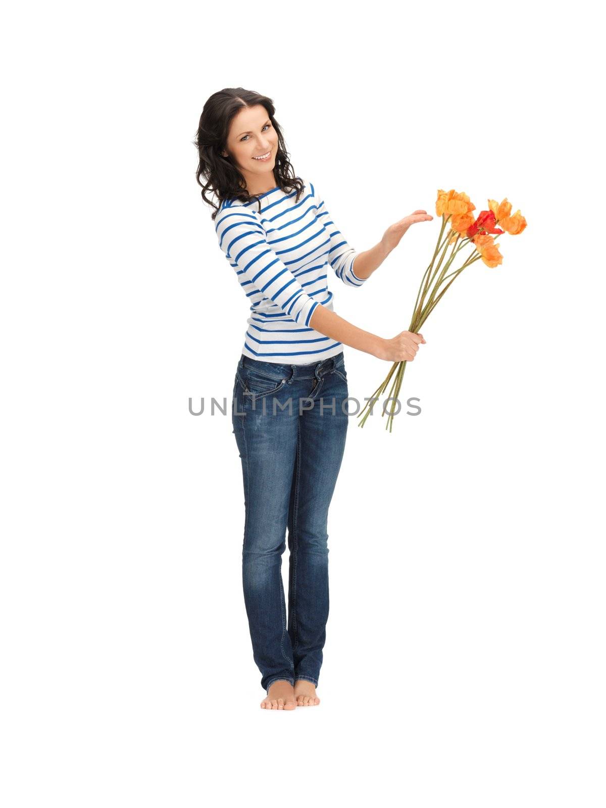 bright picture of beautiful woman with flowers