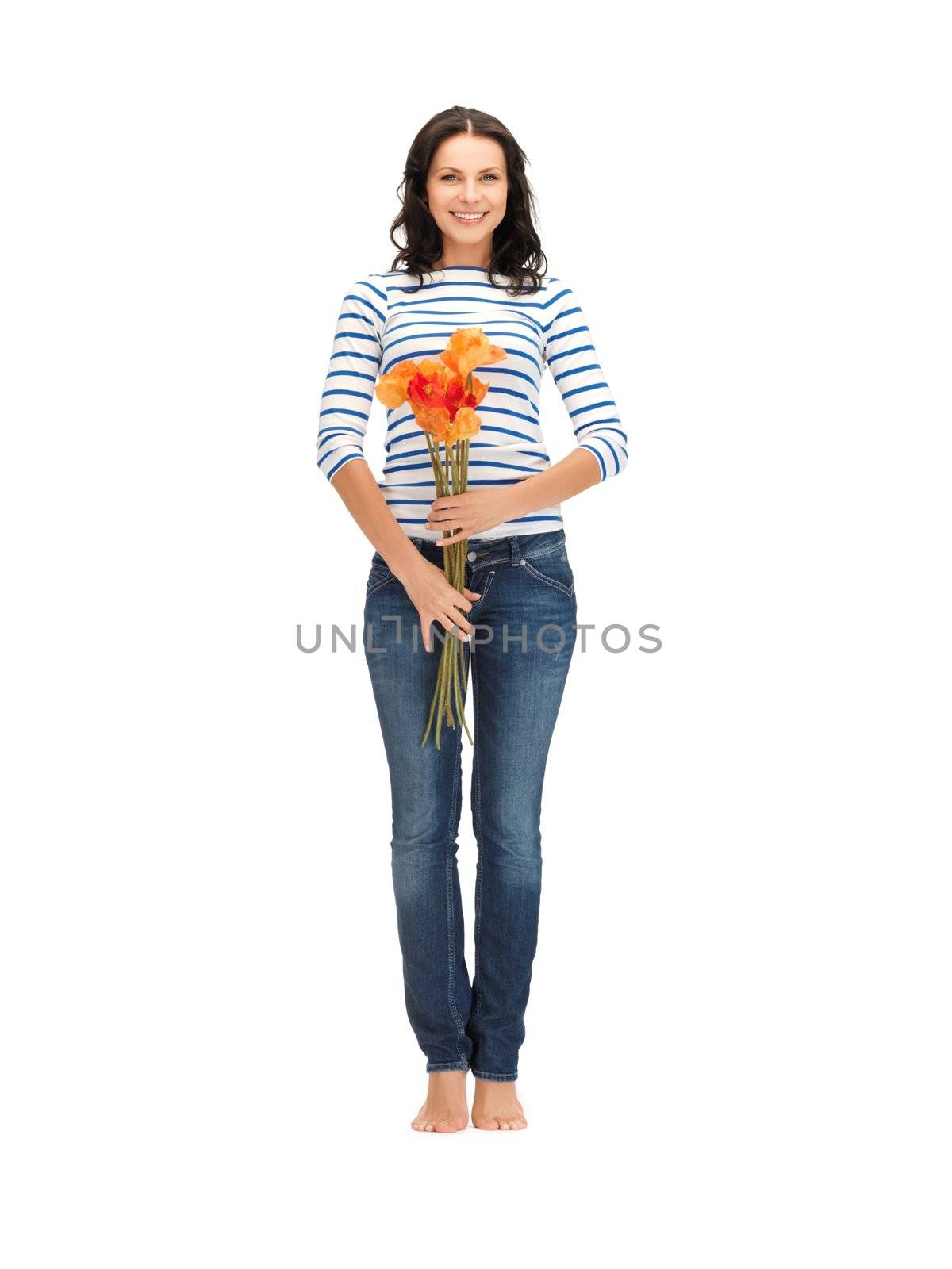 bright picture of beautiful woman with flowers