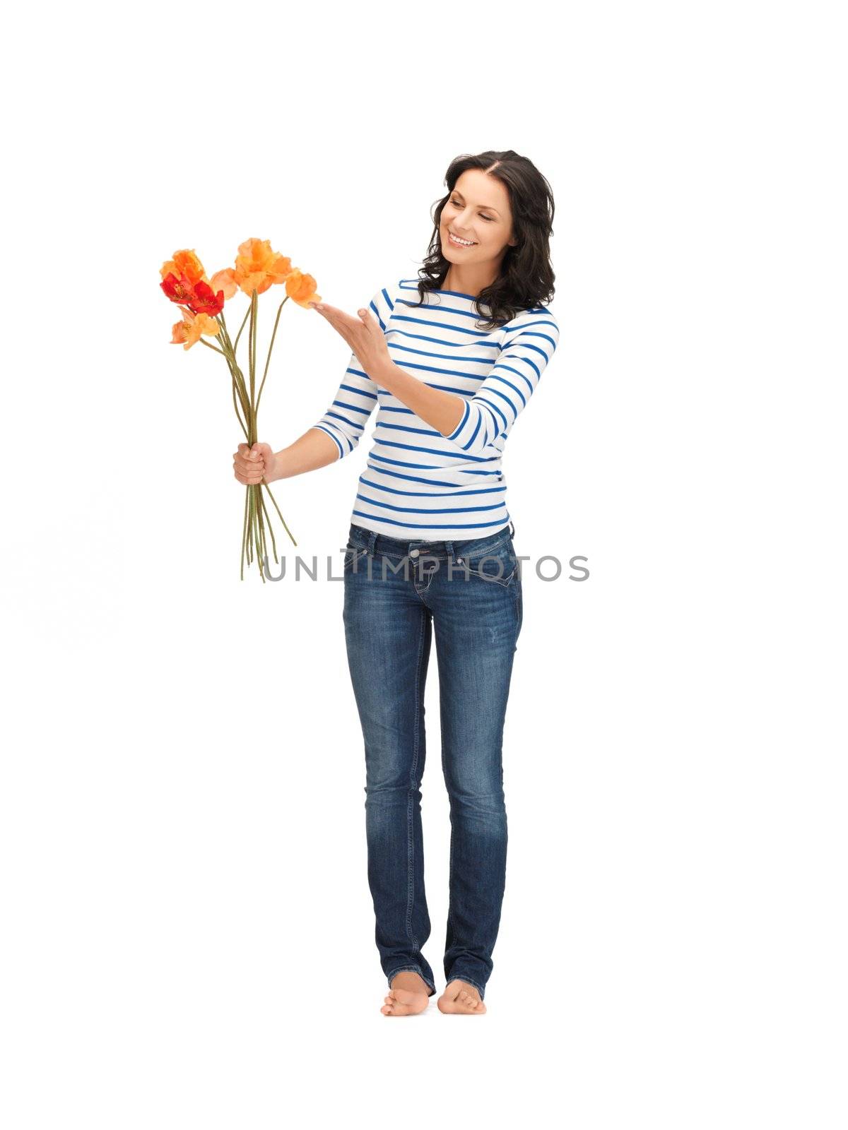 bright picture of beautiful woman with flowers