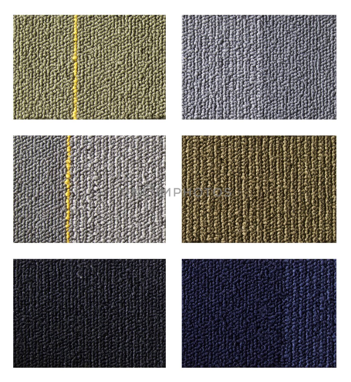 Samples of collection carpet on a white by siraanamwong