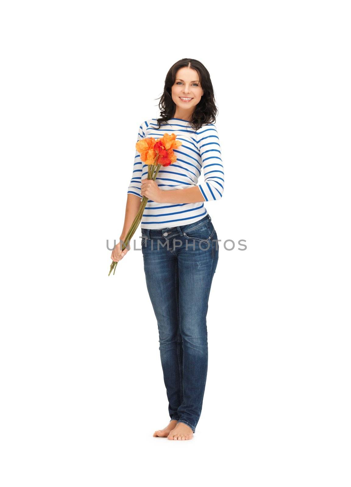 bright picture of beautiful woman with flowers