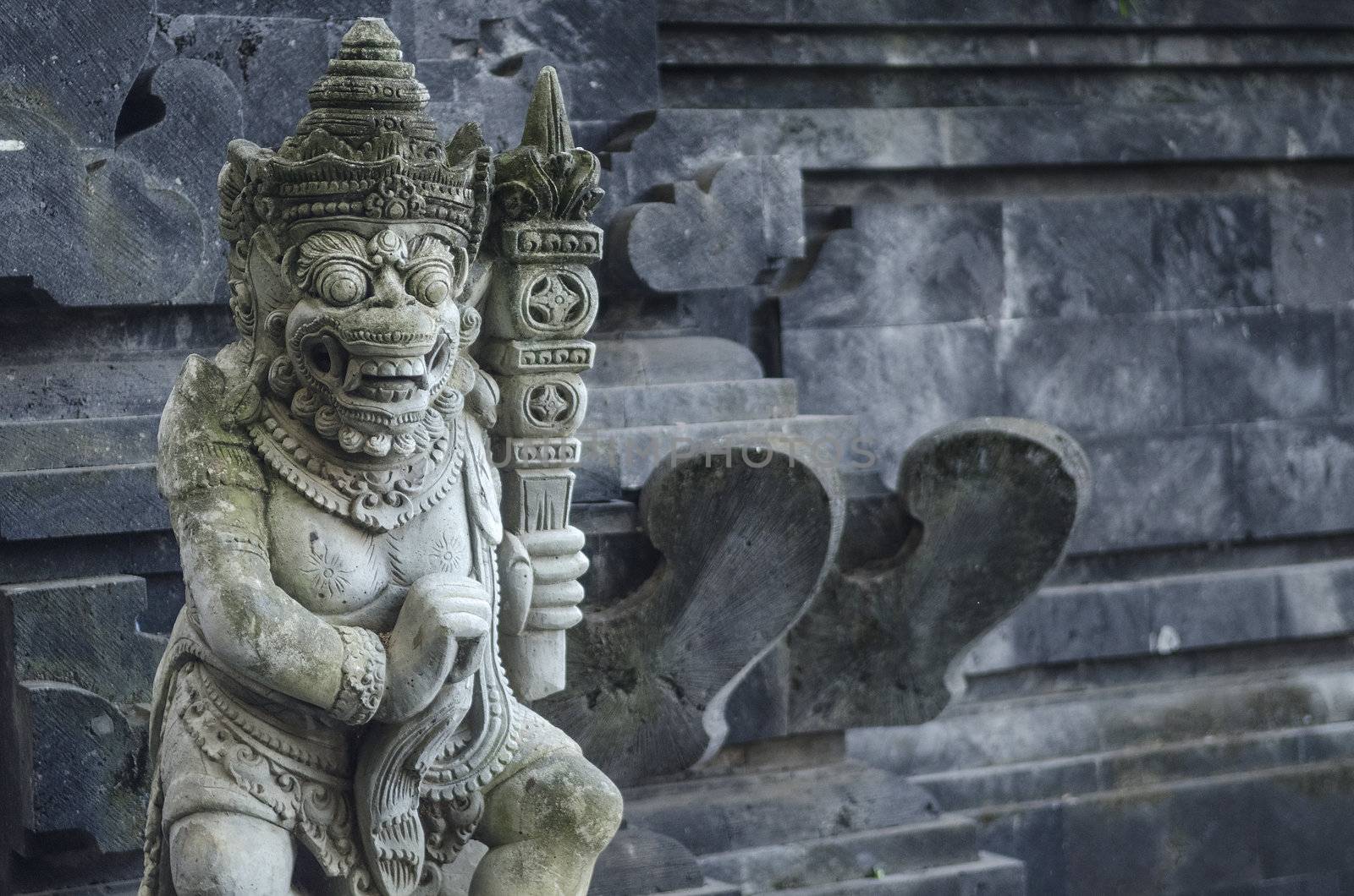 religious sculpture in temple bali indonesia