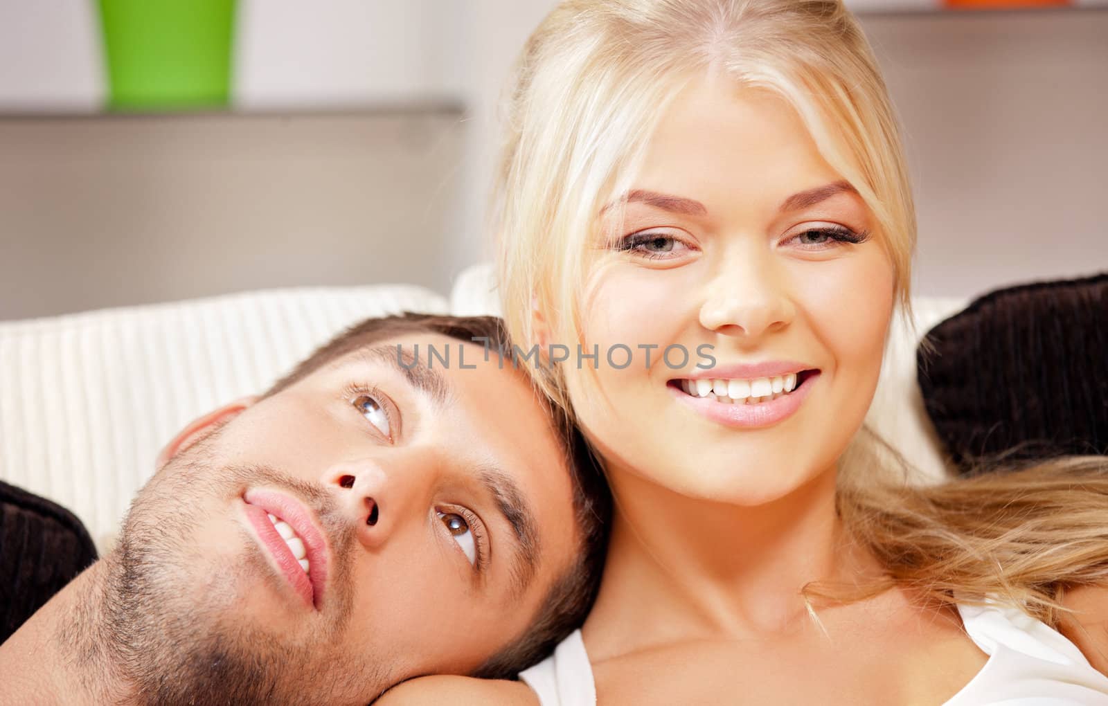 bright picture of happy couple at home