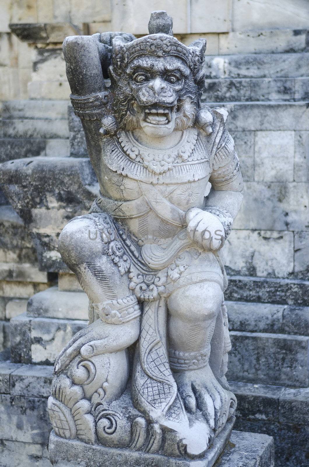 religious sculpture in temple bali indonesia