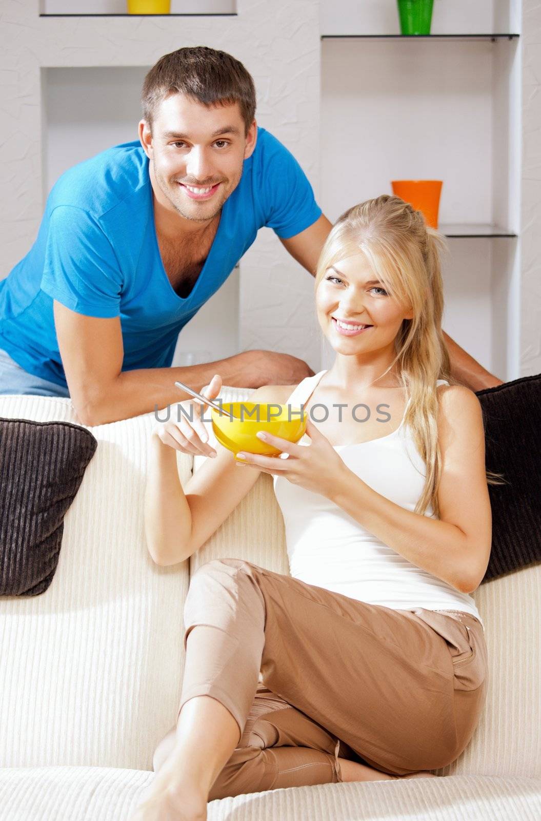 bright picture of happy couple with muesli