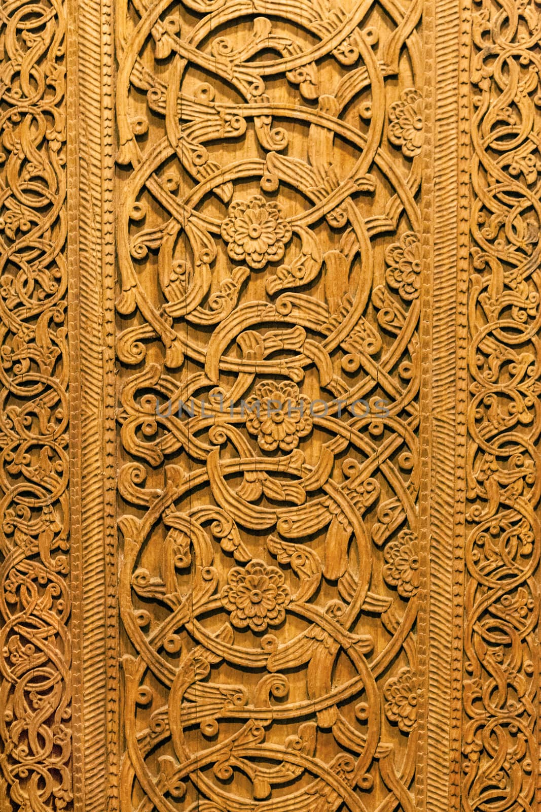 Wood ornament pattern. Handmade wood carvings