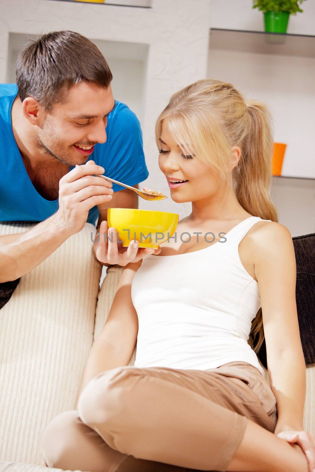 bright picture of happy couple with muesli