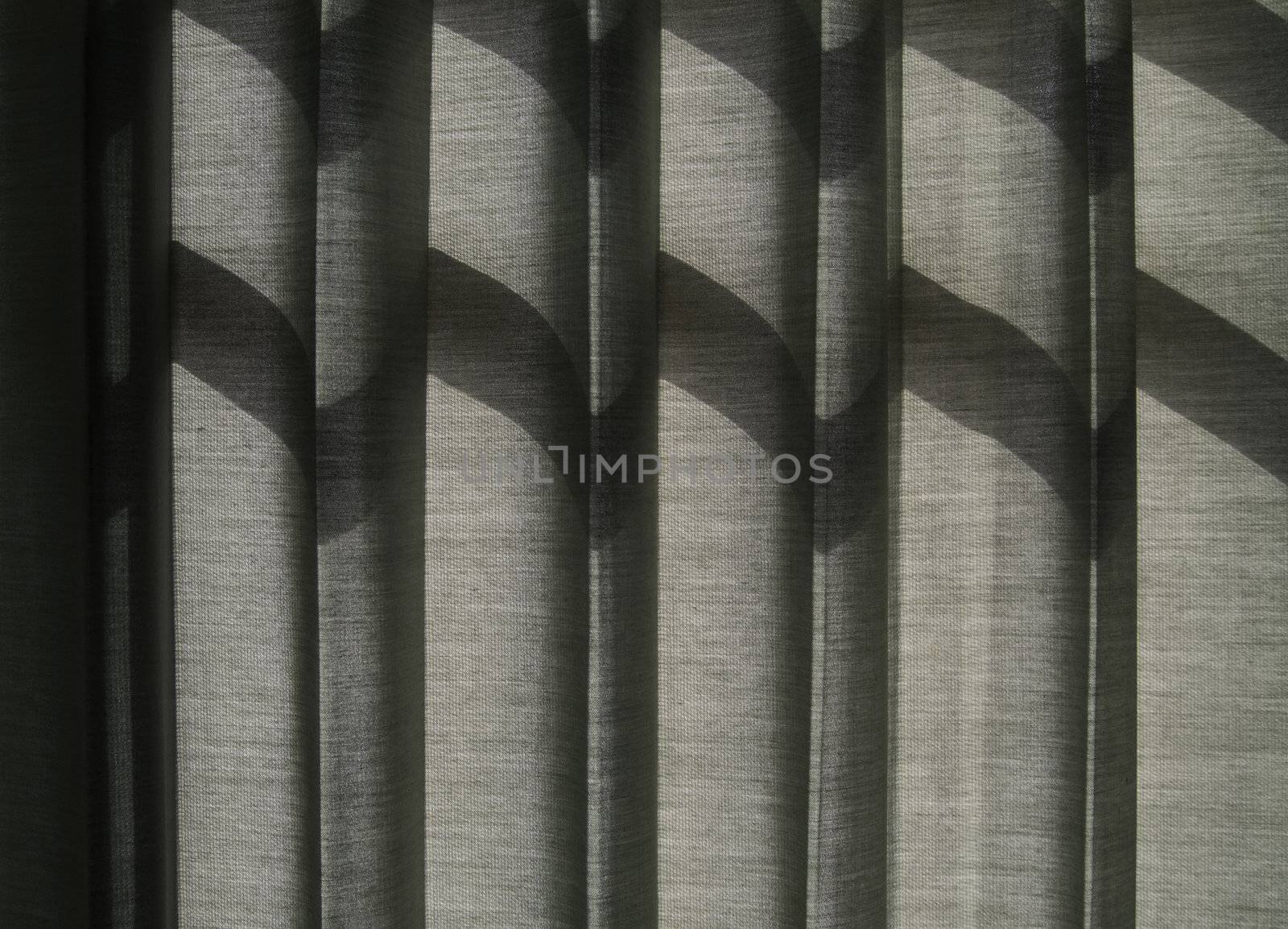 Shade on Grey Curtain, Sunlight Through a Window 