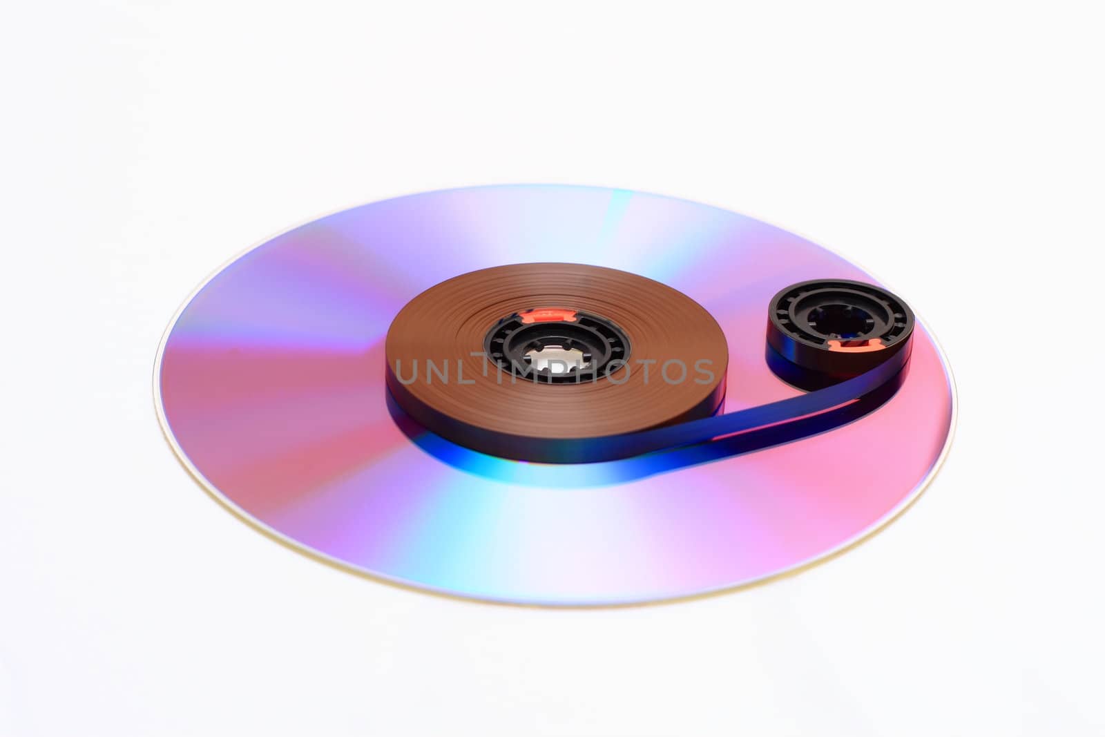 Cd and film on white background