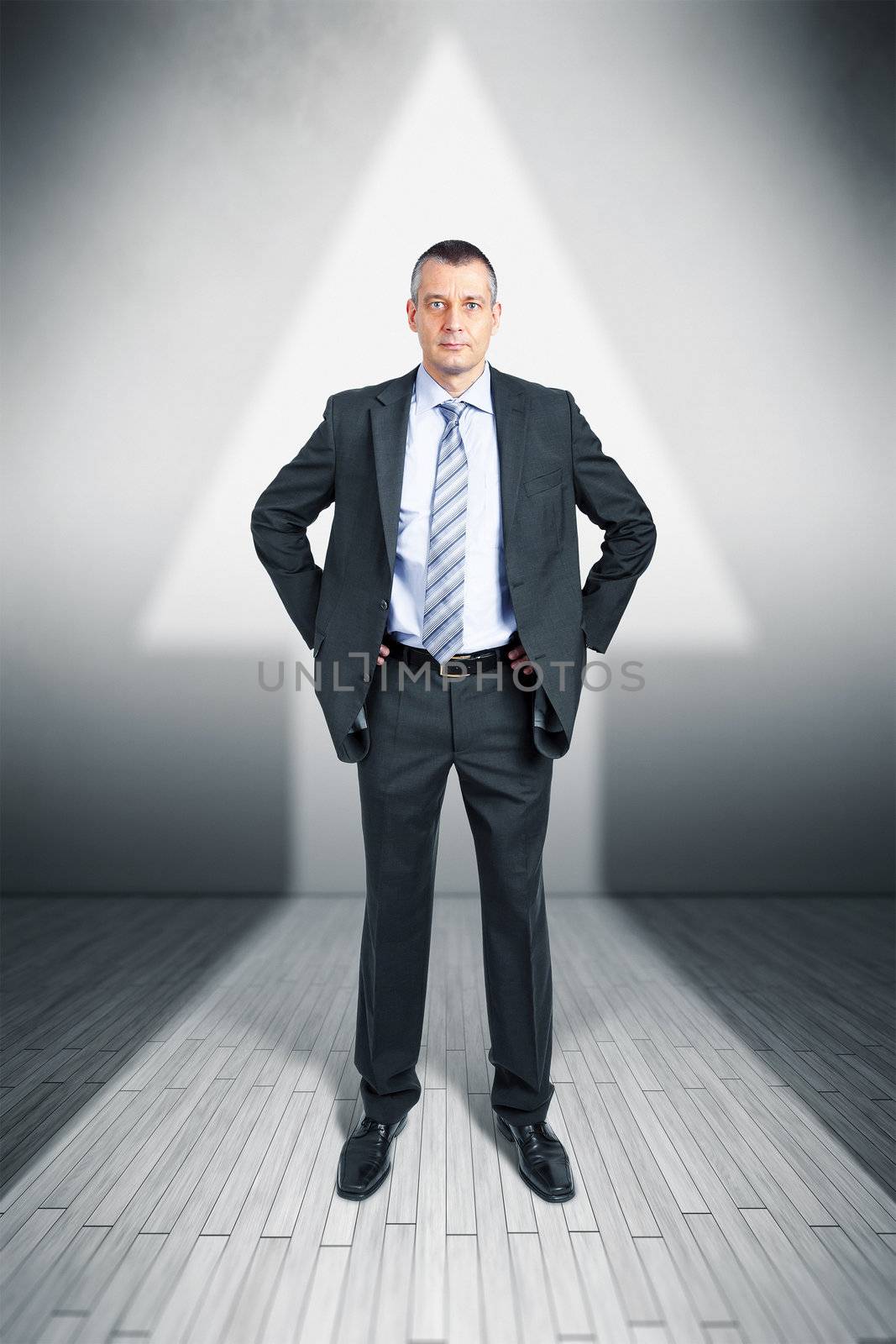 An image of a manager in a arrow shape light upwards