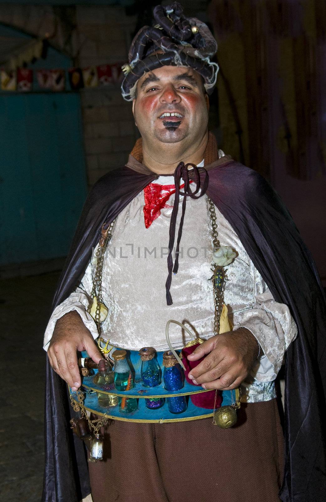 JERUSALEM - NOV 03 : An Israeli actor  proform in the annual medieval style knight festival held in the old city of Jerusalem on November 03 2011