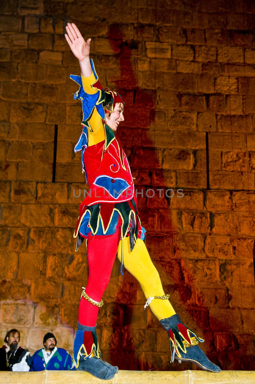 JERUSALEM - NOV 03 : An Italian acrobat proform in the annual medieval style knight festival held in the old city of Jerusalem on November 03 2011