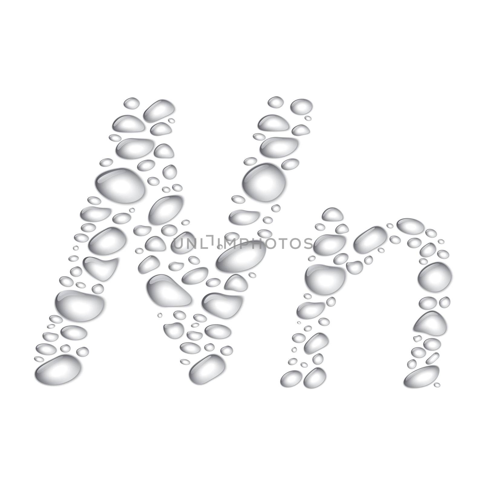 Water drop alphabet, letter Nn