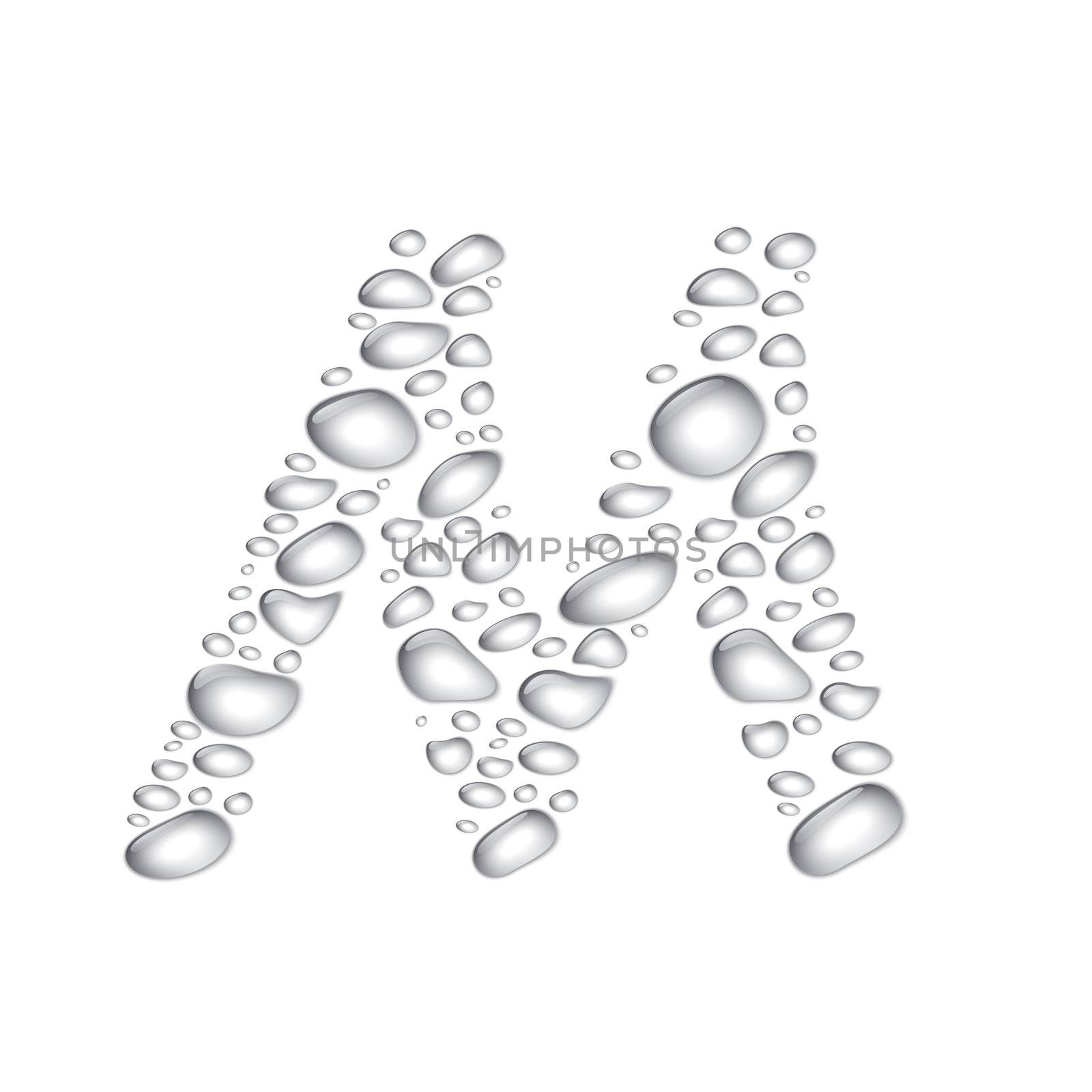 Water drop alphabet, letter M