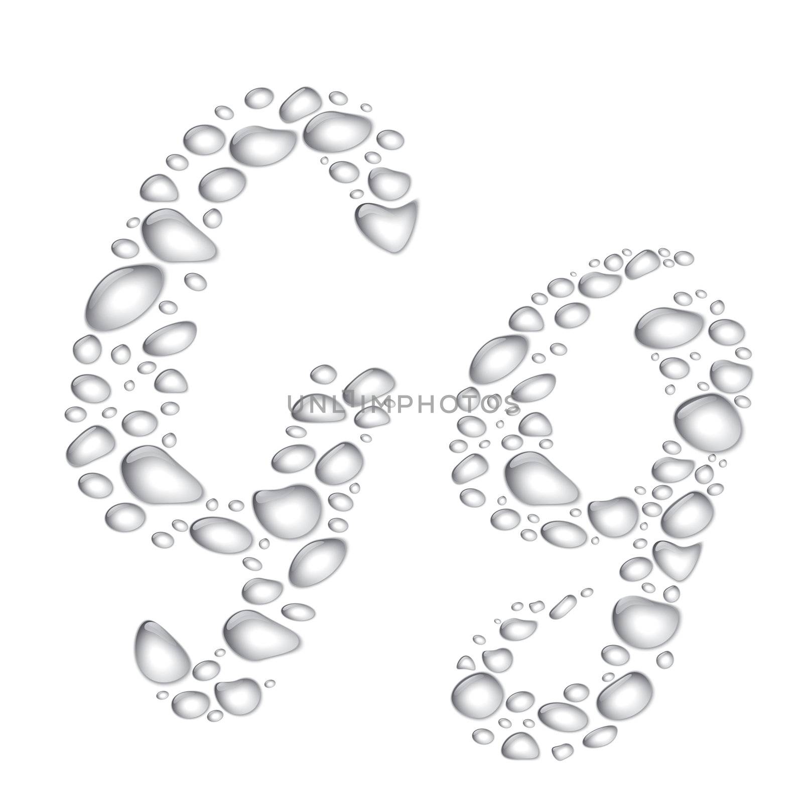 Water drop alphabet, letter Gg