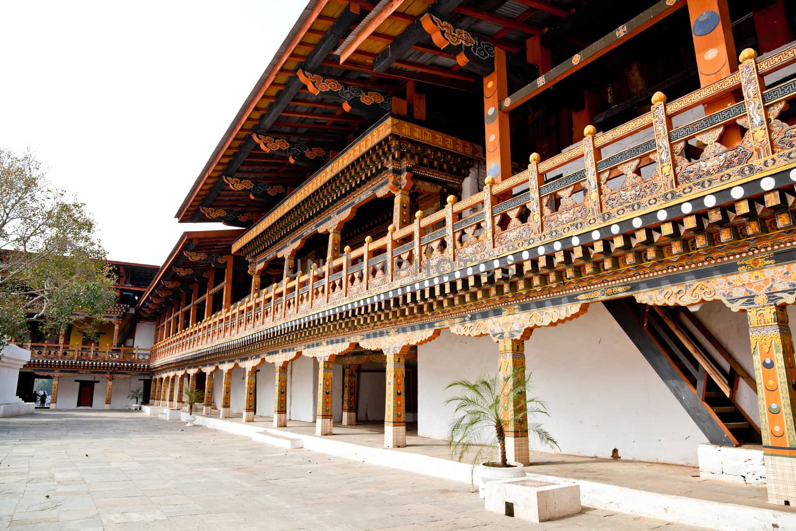 the delicate decoration lnside punakha dzong, bhutan