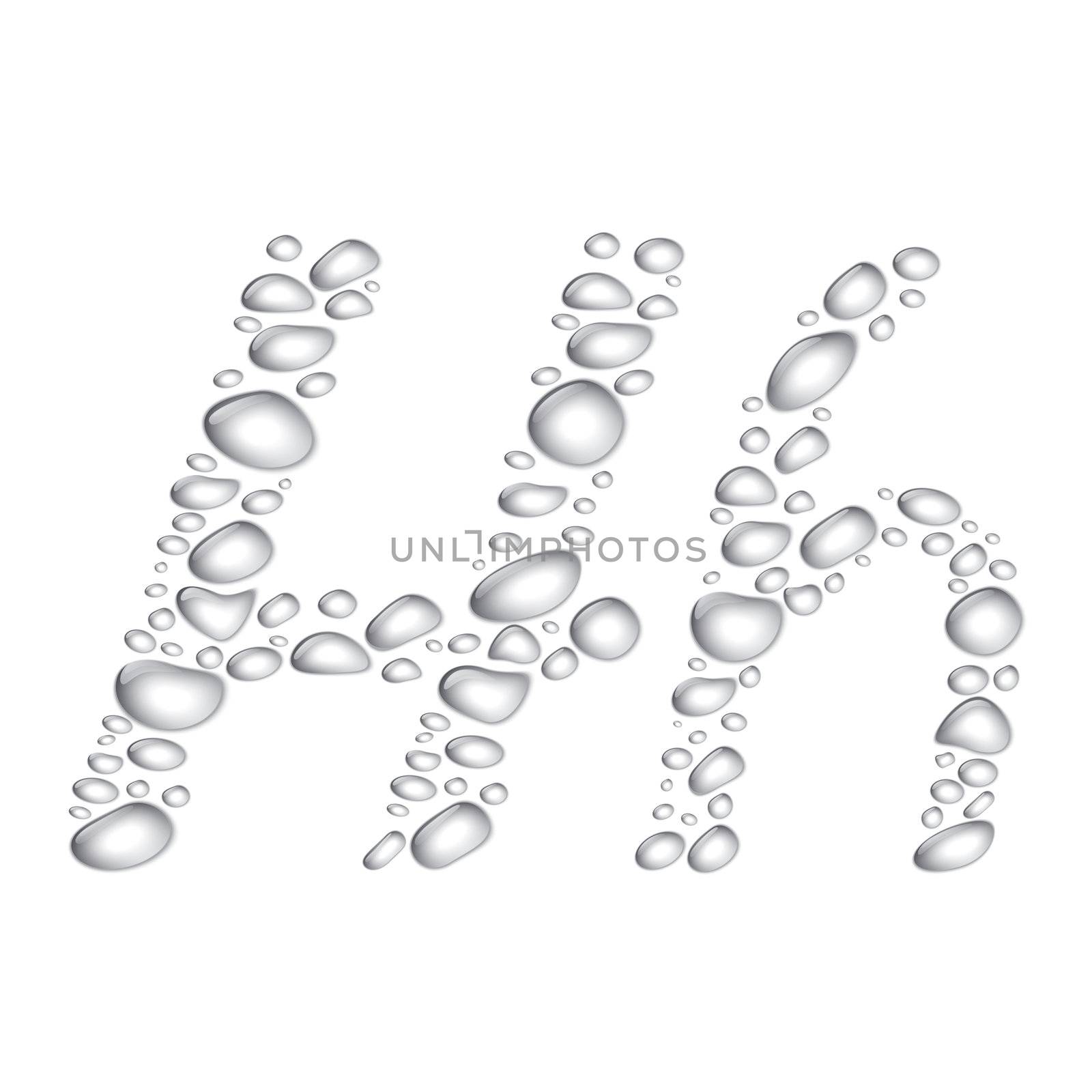 Water drop alphabet, letter Hh