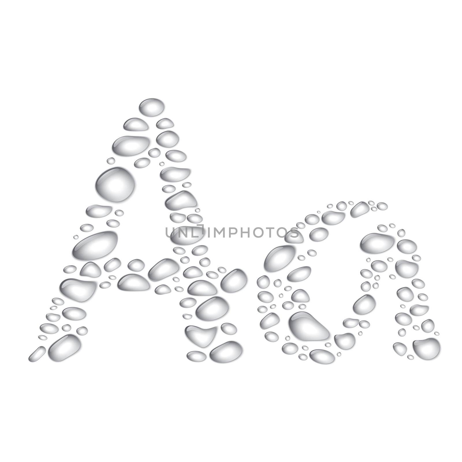 Water drop alphabet, letter Aa