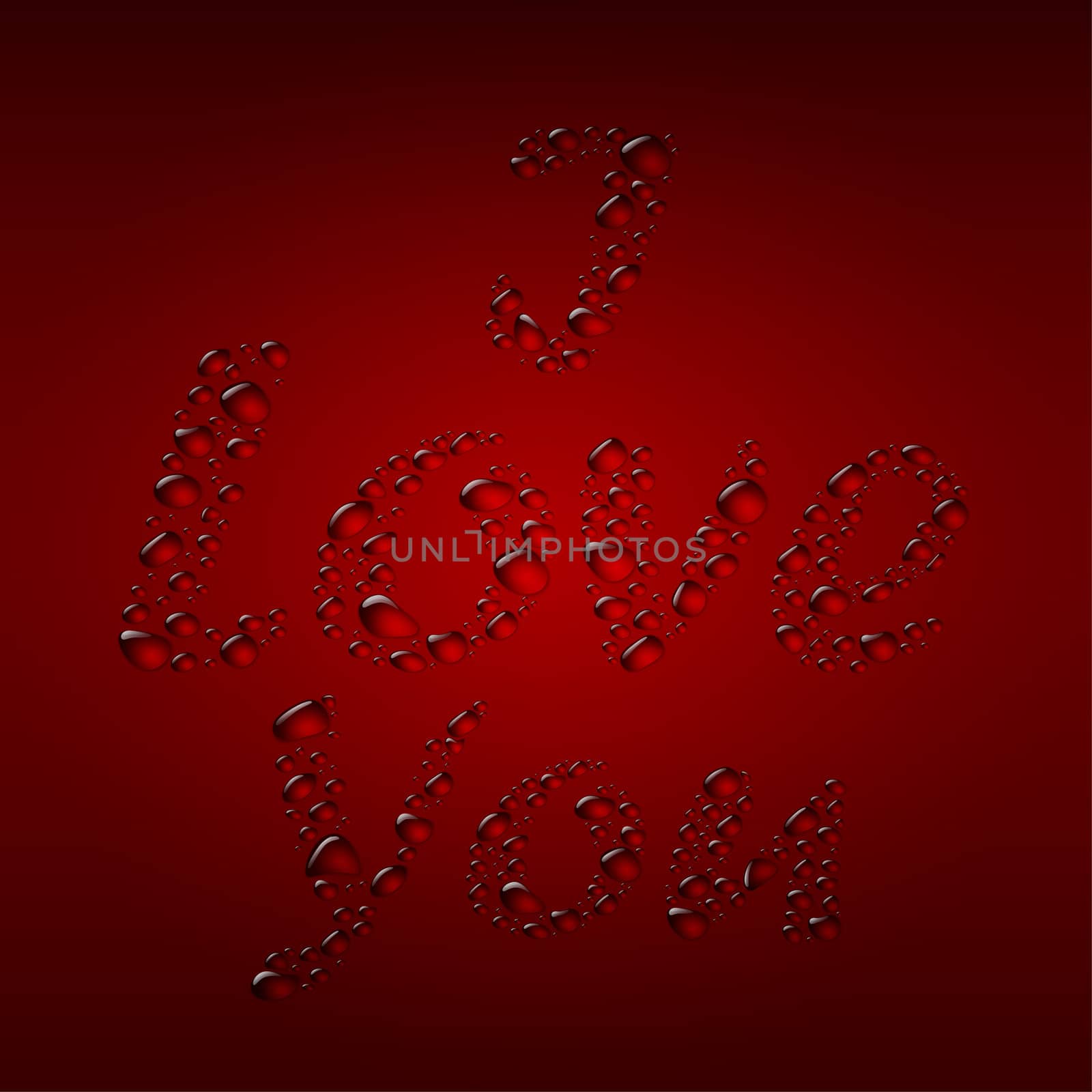 I Love You water drop red background