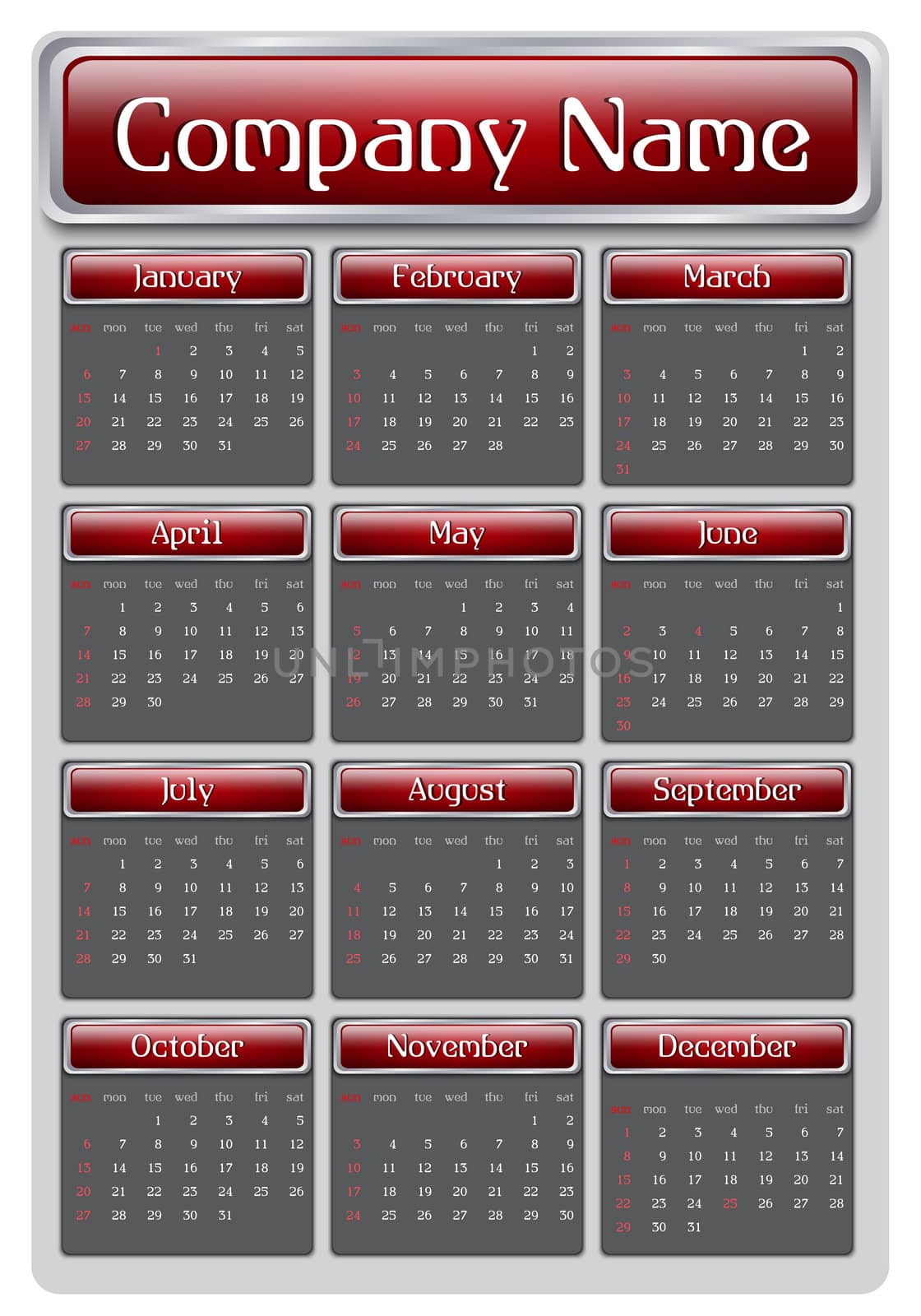 2013 Red Calendar by wertaw