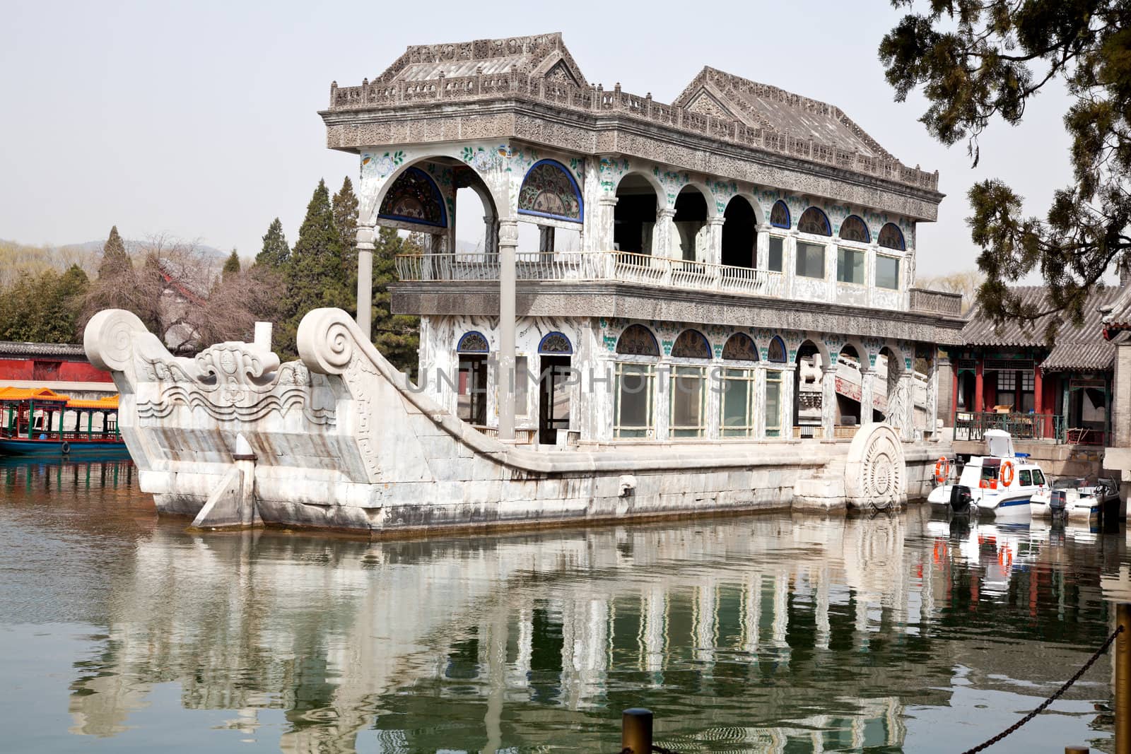 marble boat at summer palace, beijing, china