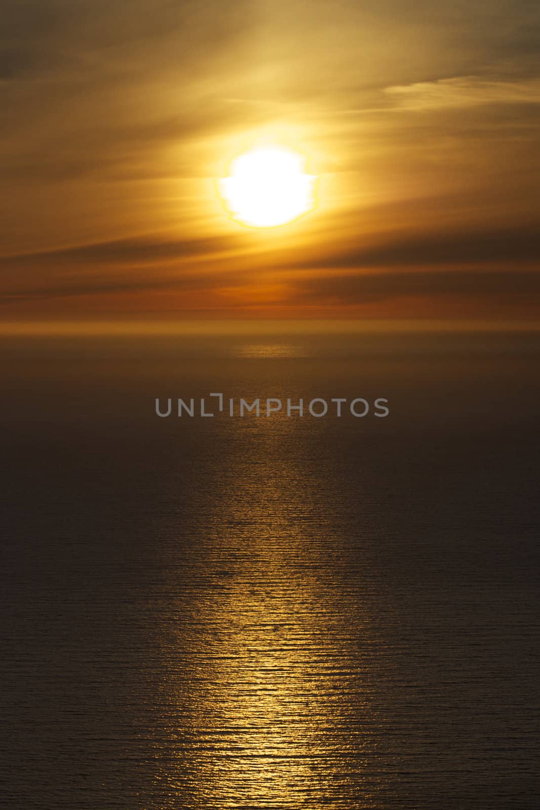 Midnight sun on Lofoten islands in arctic Norway during polar day