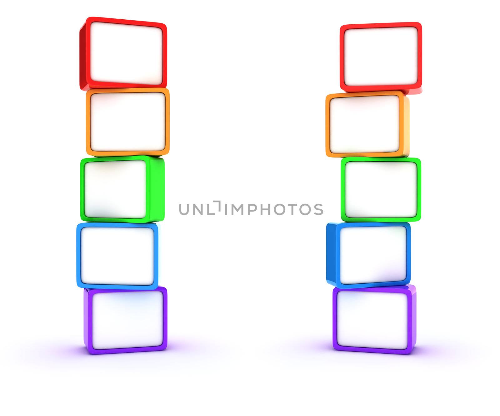 Two columns of multicolored cubes