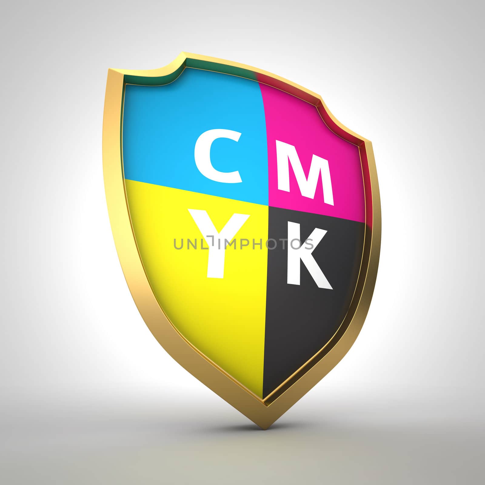 Shield painted with cmyk colors