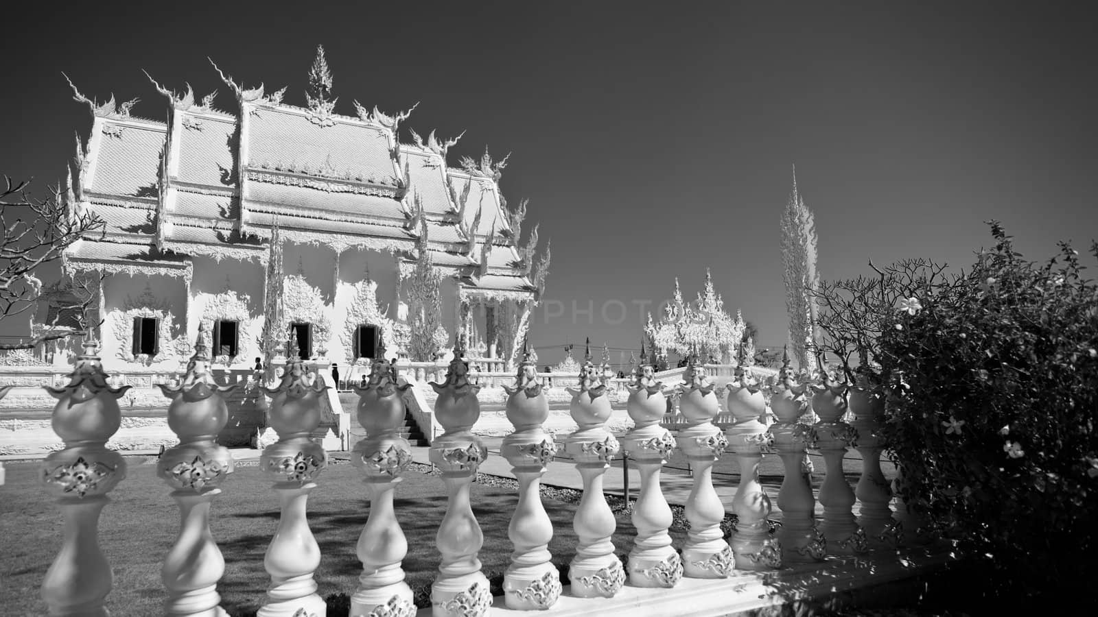 Wat Rong Khun is a contemporary unconventional Buddhist temple in Chiang Rai, Chiangmai province, Thailand. It is designed in white color.