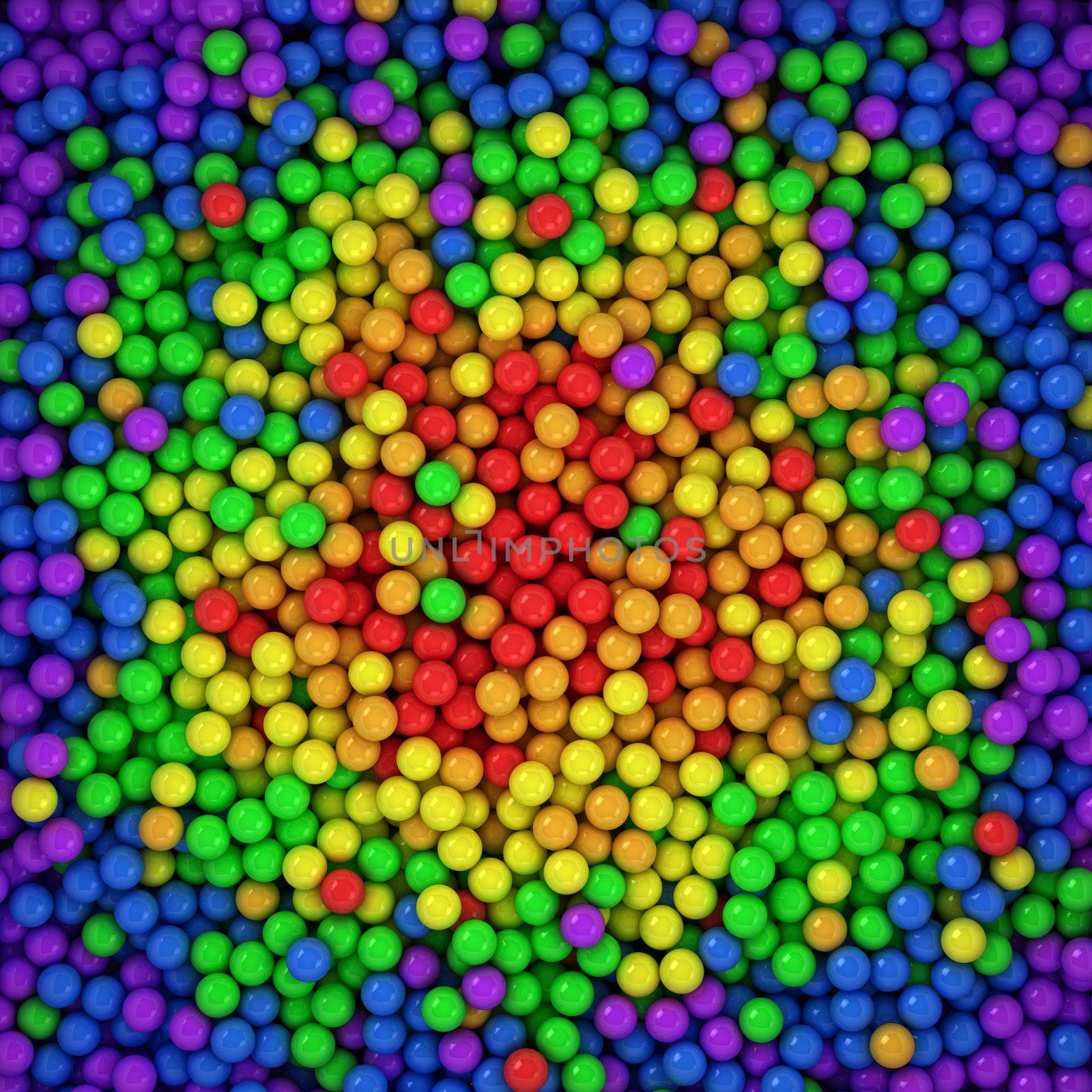 Spectrum balls background, three-dimensional computer graphic