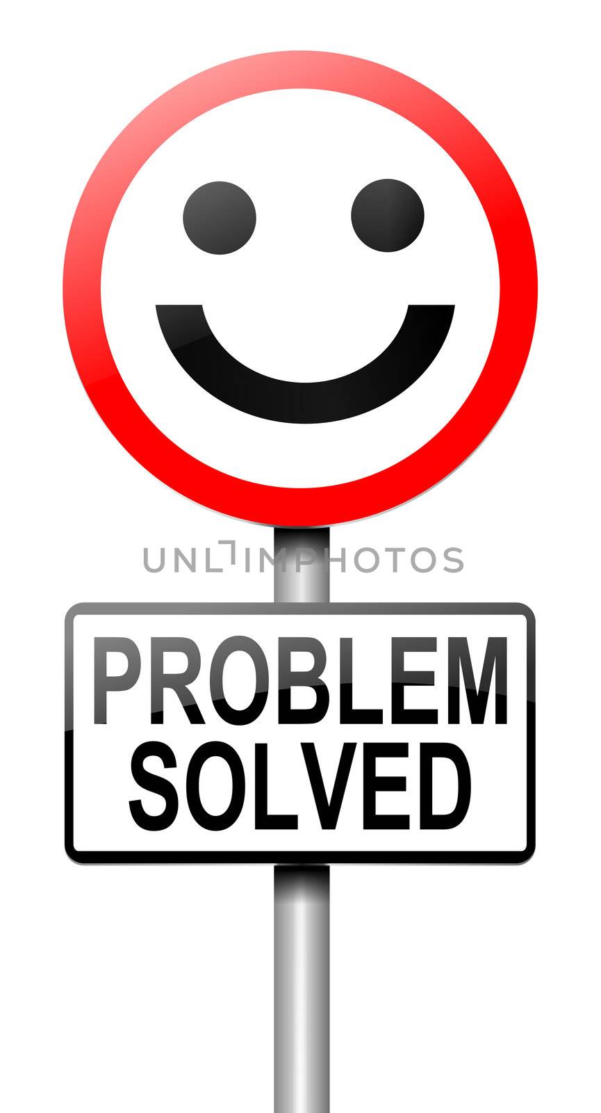 Illustration depicting a roadsign with 'a problem shared' concept. White background.