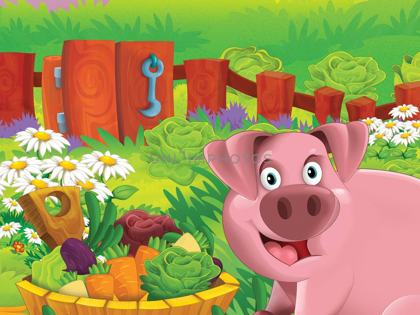 Beautiful cartoon illustation with many elements - educational
