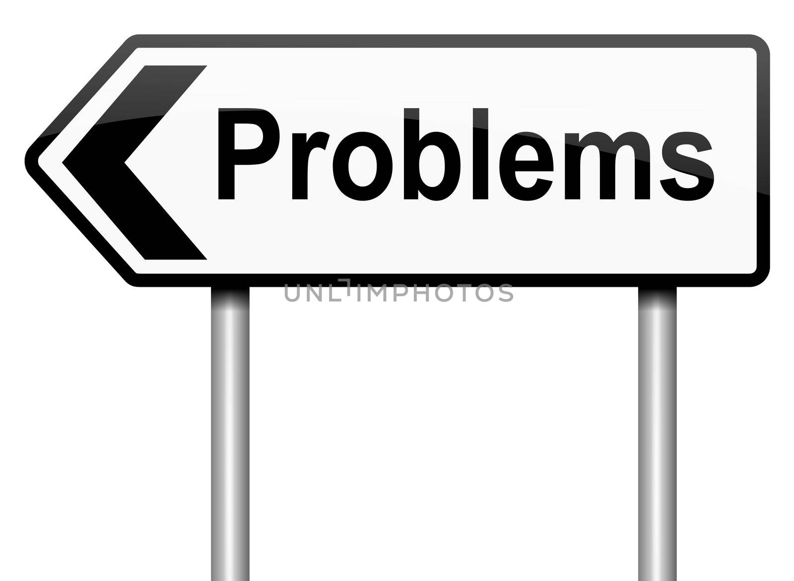 Illustration depicting a roadsign with a problem concept. White background.
