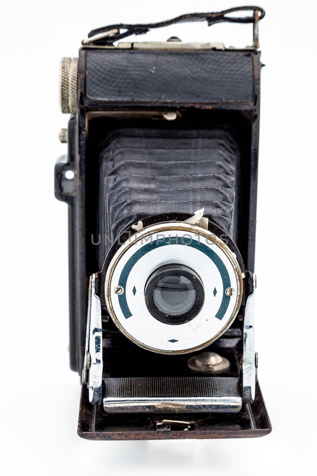 Old camera vintage on a white background