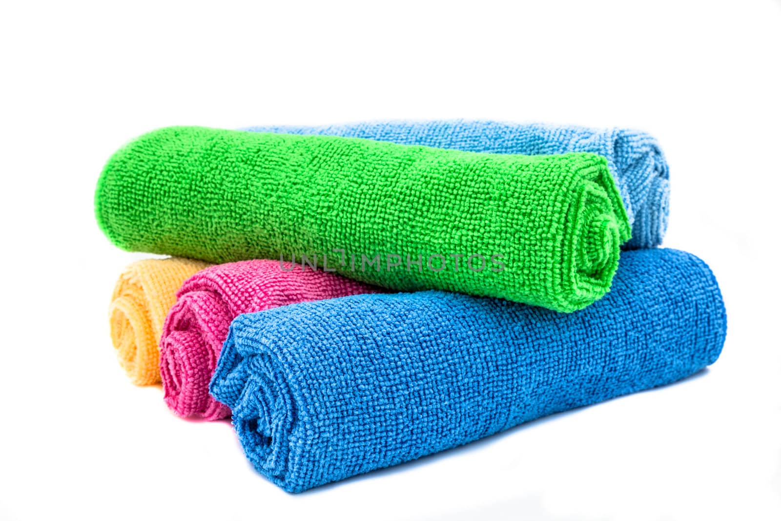 Colorful towels on a white background
