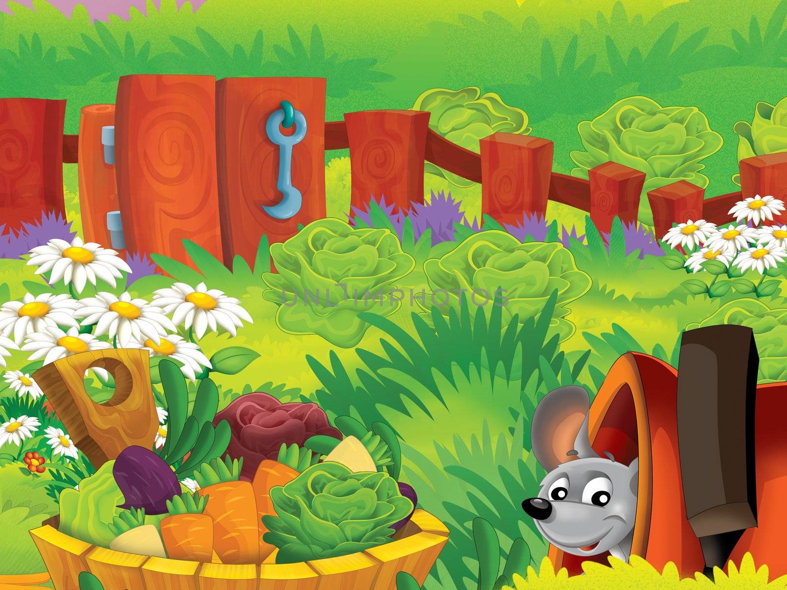 Beautiful cartoon illustation with many elements - educational