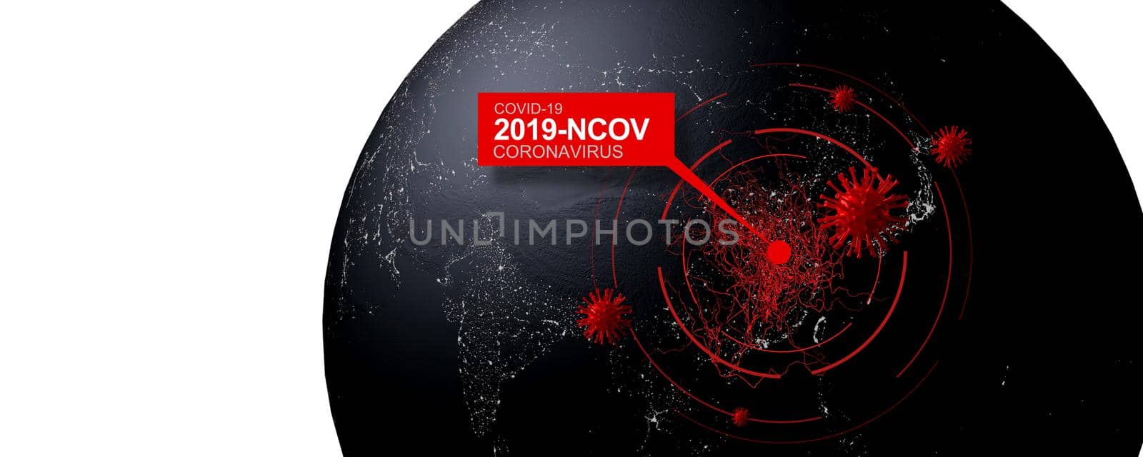 Global Covid-19 conoravirus outbreak. 3D illustration. Elements of this image furnished by NASA. by Taut