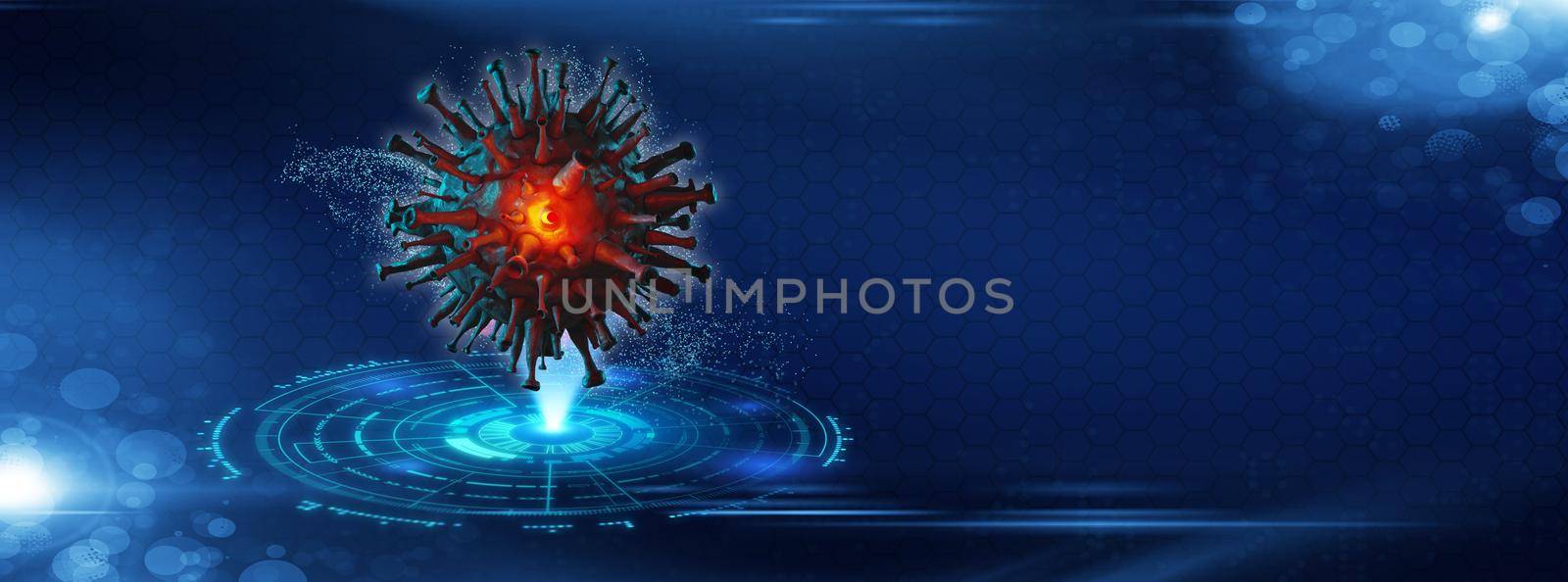 Stop coronavirus and quarantine concept. 3D medical illustration