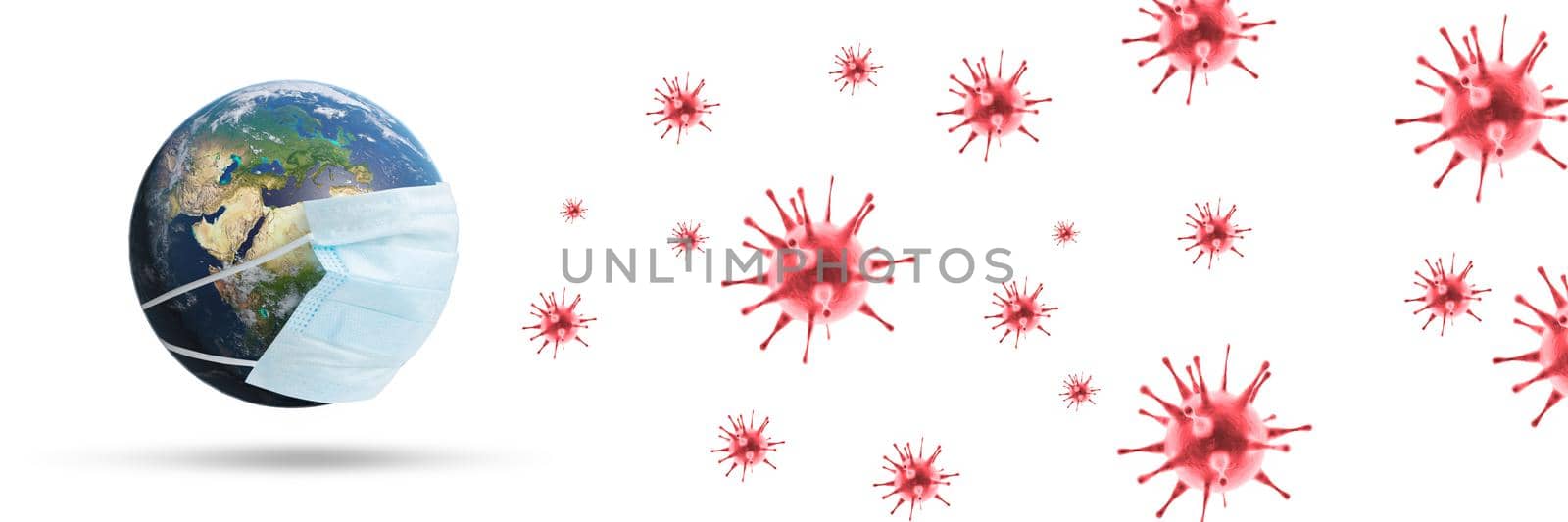 Global Covid-19 conoravirus outbreak. 3D illustration. Elements of this image furnished by NASA. by Taut