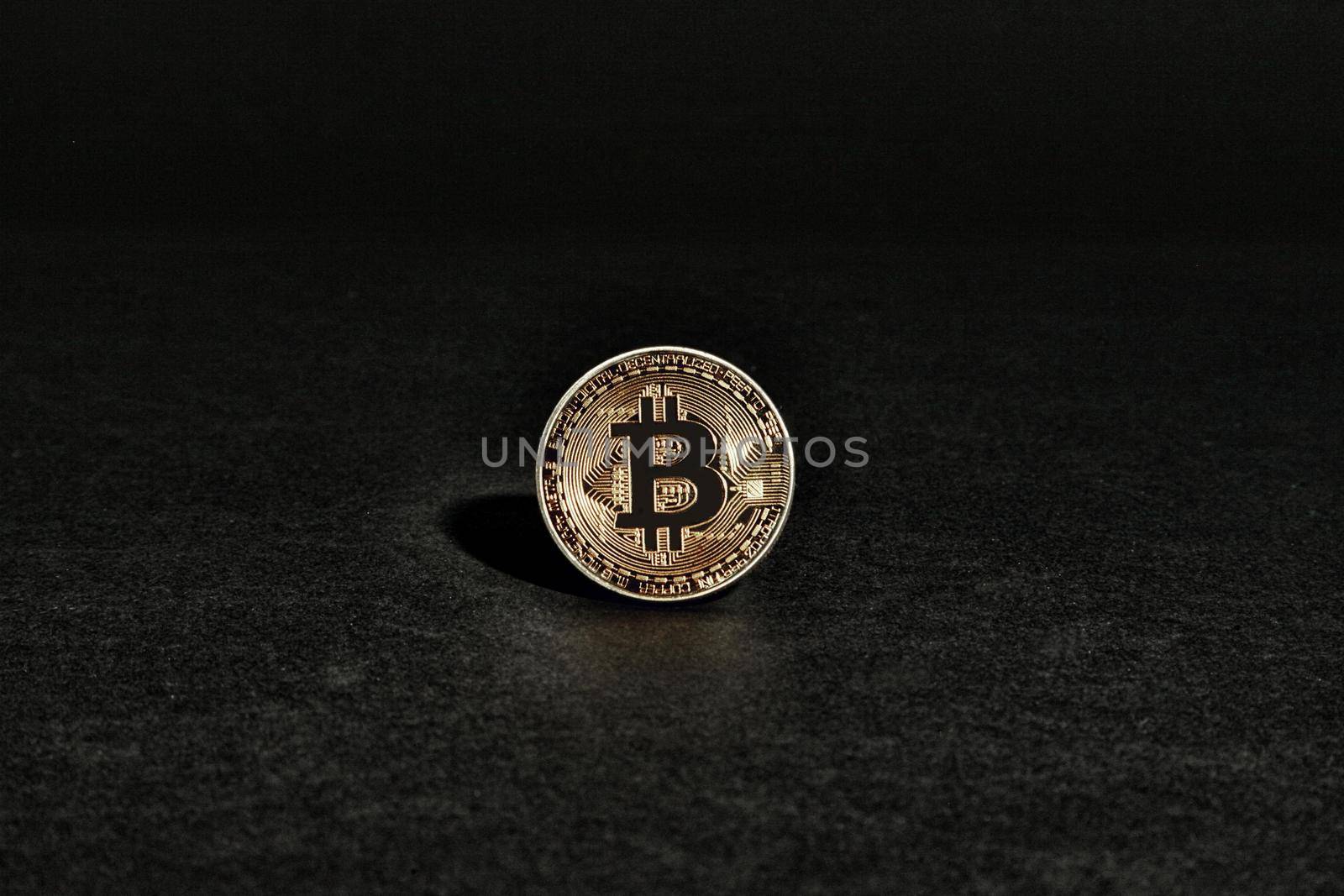 Physical bitcoin. Virtual crypto currency coin. Blockchain technology. by Taut
