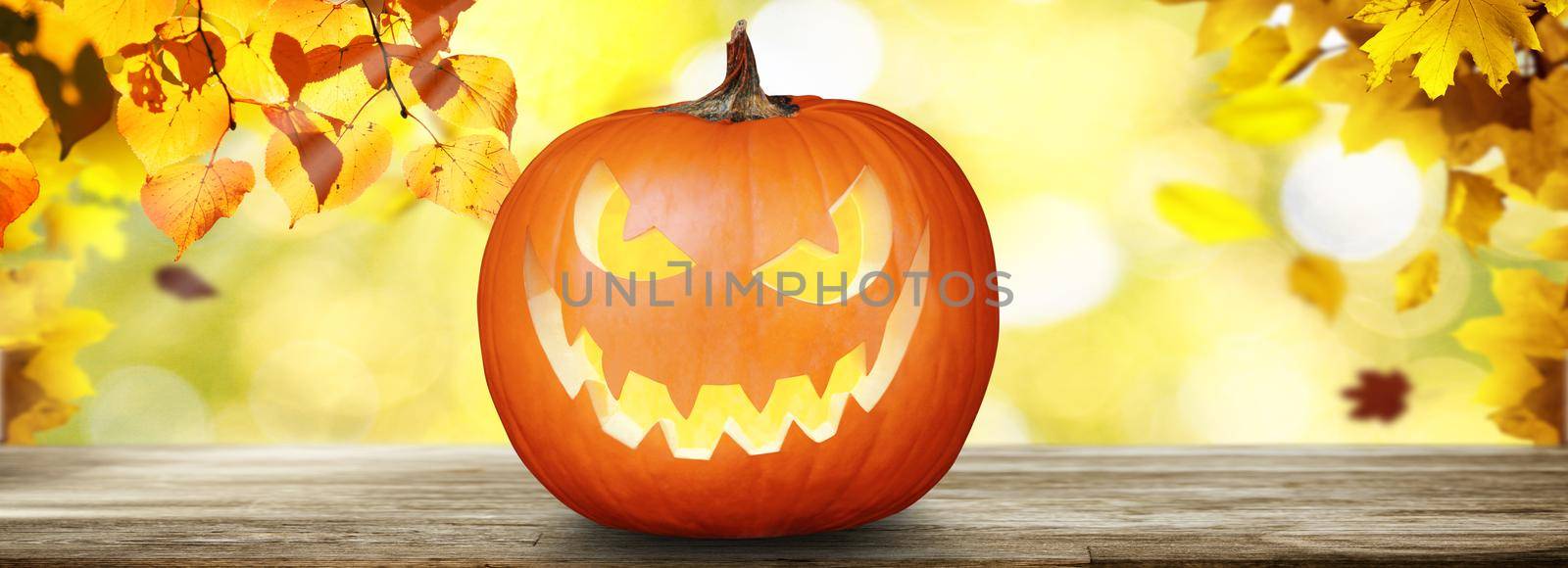 Halloween pumpkin head. Halloween decoration and background.