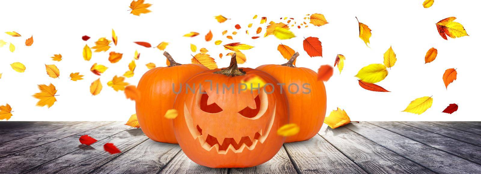 Halloween pumpkin head. Halloween decoration and background.