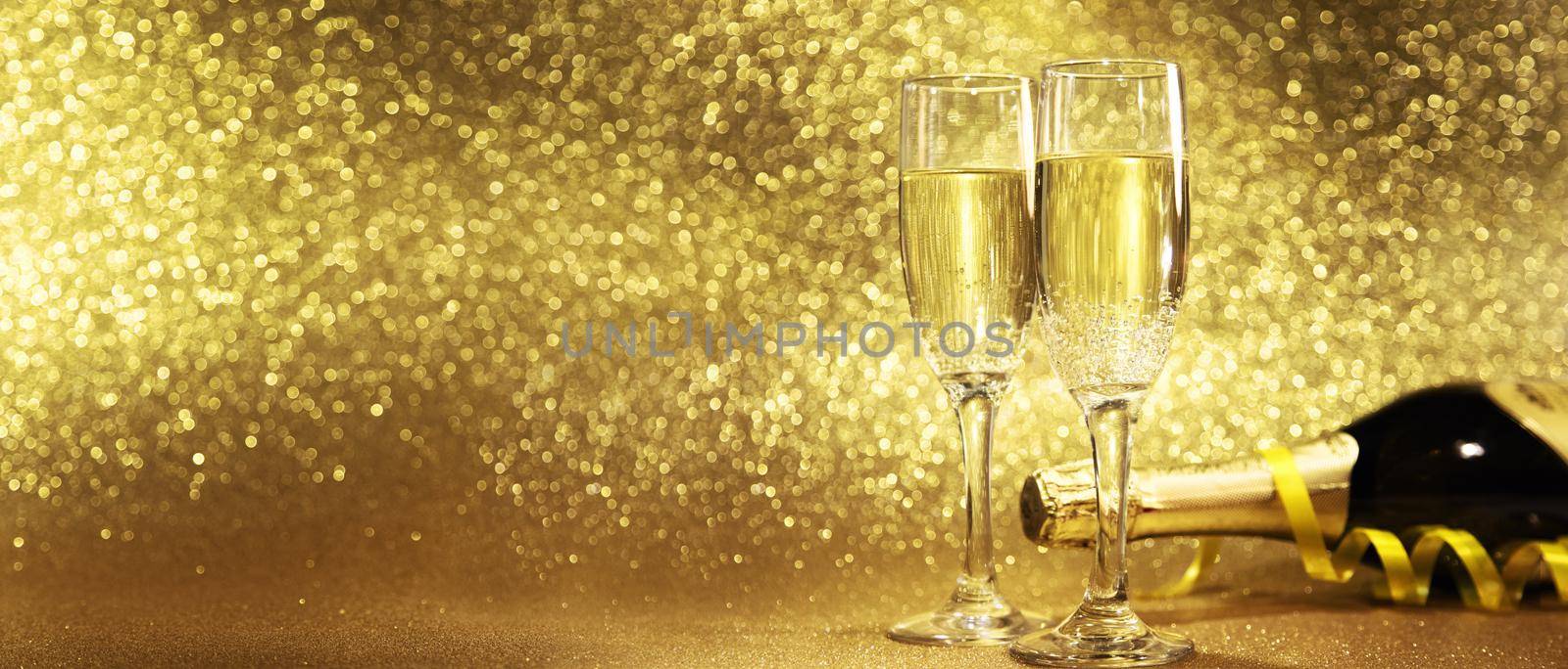 New years eve celebration background with champagne by Taut