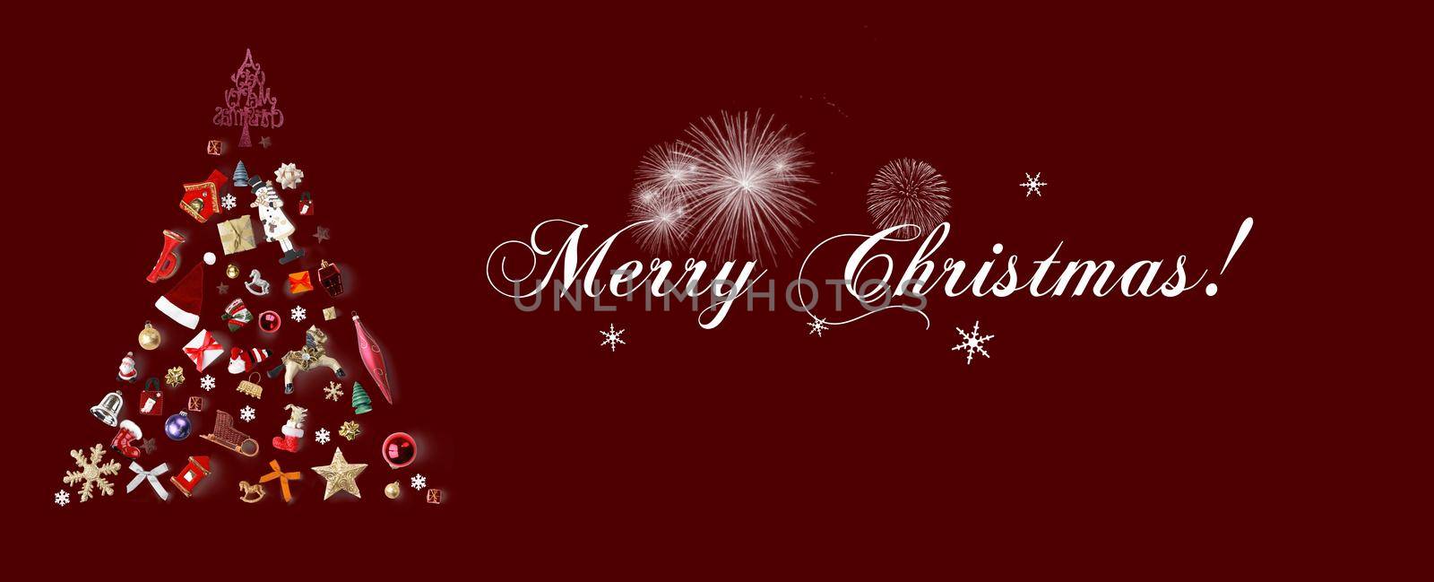 Merry christmas greeting card, christmas tree design concept.