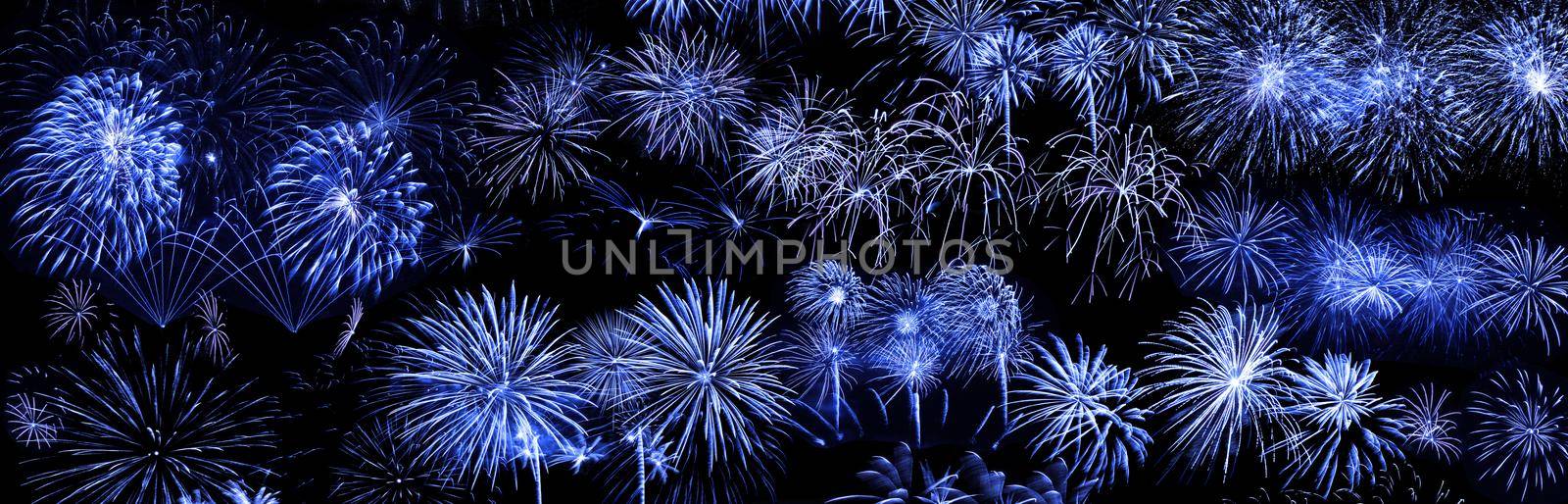 Colorful firework with bokeh background. New Year celebration, Abstract holiday background