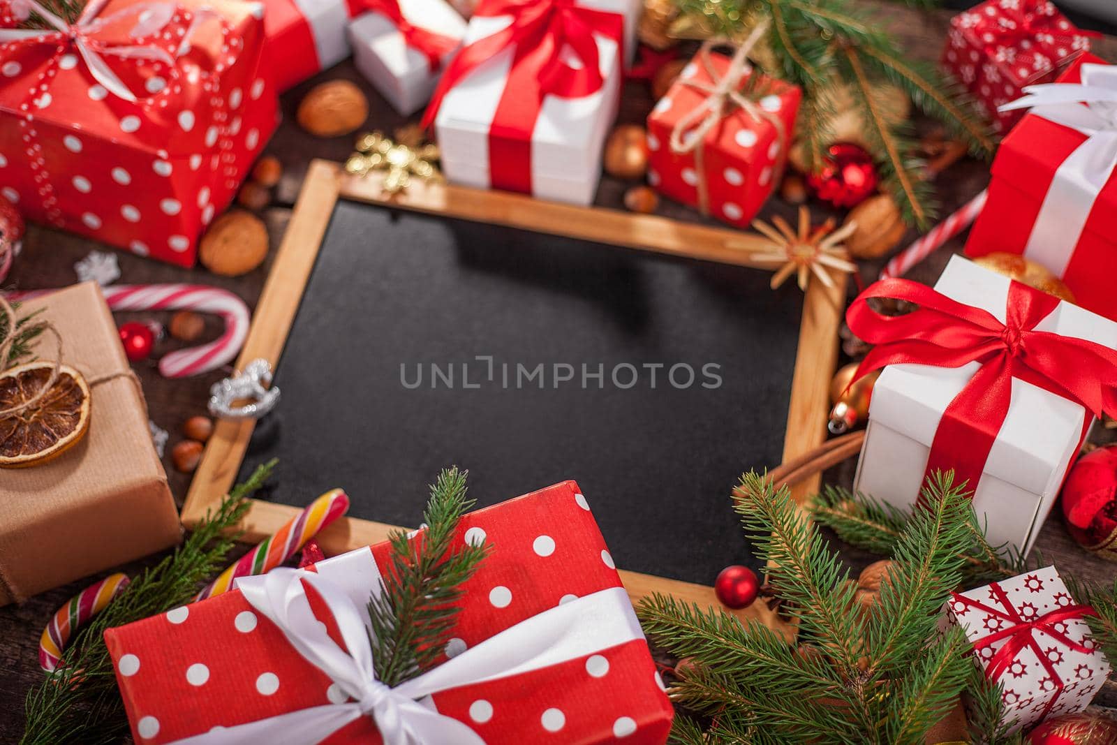 Vintage wooden Blackboard. Merry Christmas holiday concept.