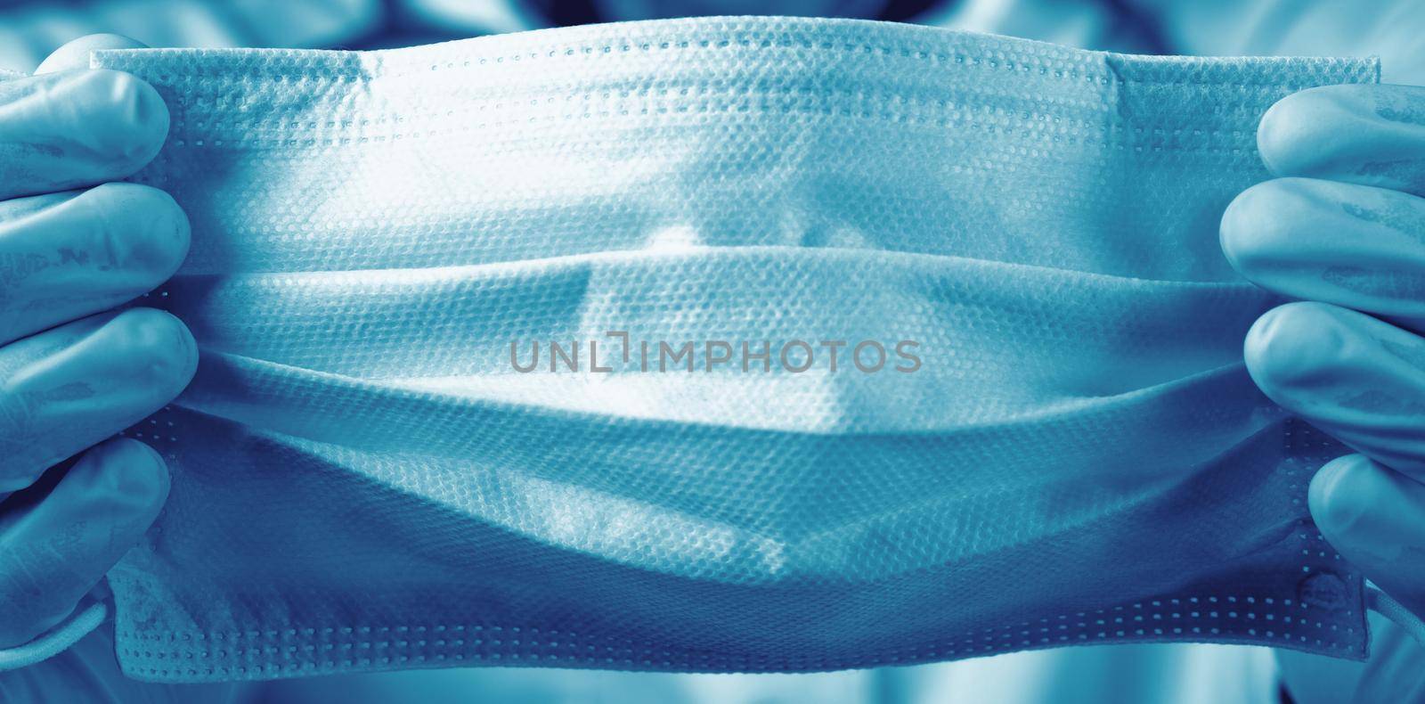 Typical surgical mask to cover mouth, nose. Protection concept, against coronavirus.